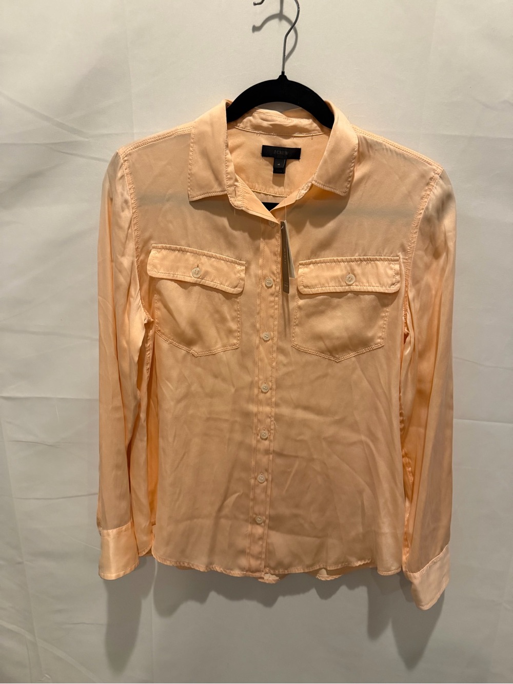 NWT J. Crew iced Peach 100% silk Button-Up Shirt size 4.summer,elevated,business